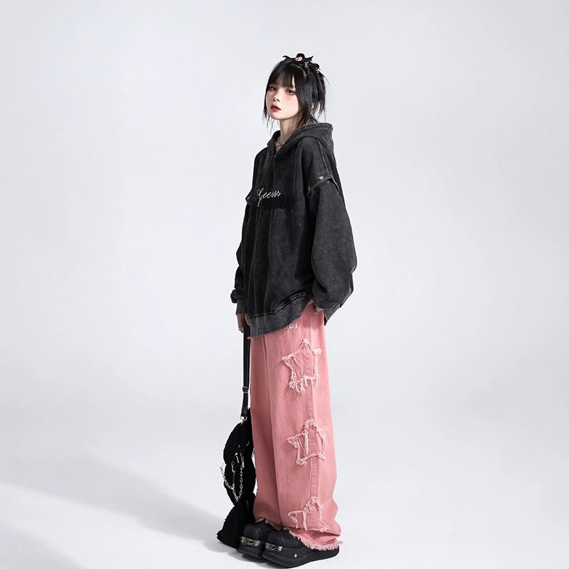 ピグメント加工 プルオーバー刺繍入りスリーブ取り外し可能 - grimoire