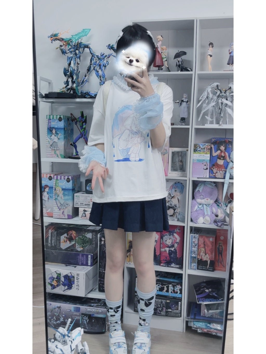 水色界隈 天使界隈 水色チュールレースのアームカバー 夏用に - grimoire