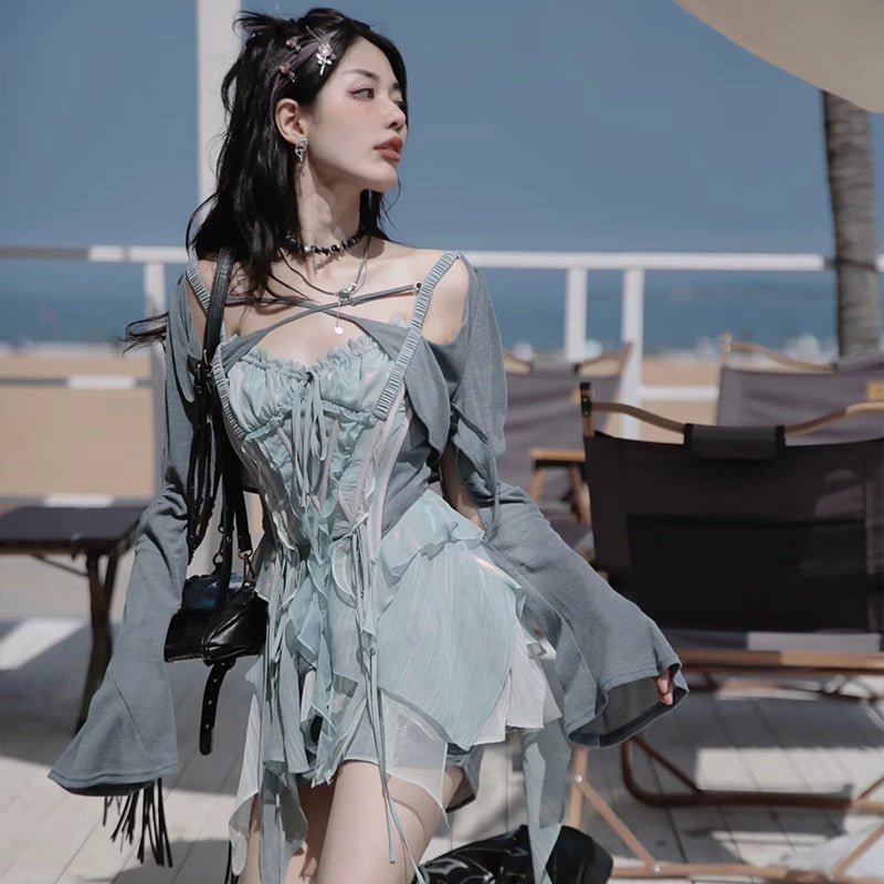 虹色の精霊 フリルドレス & ショートカーディガン - grimoire