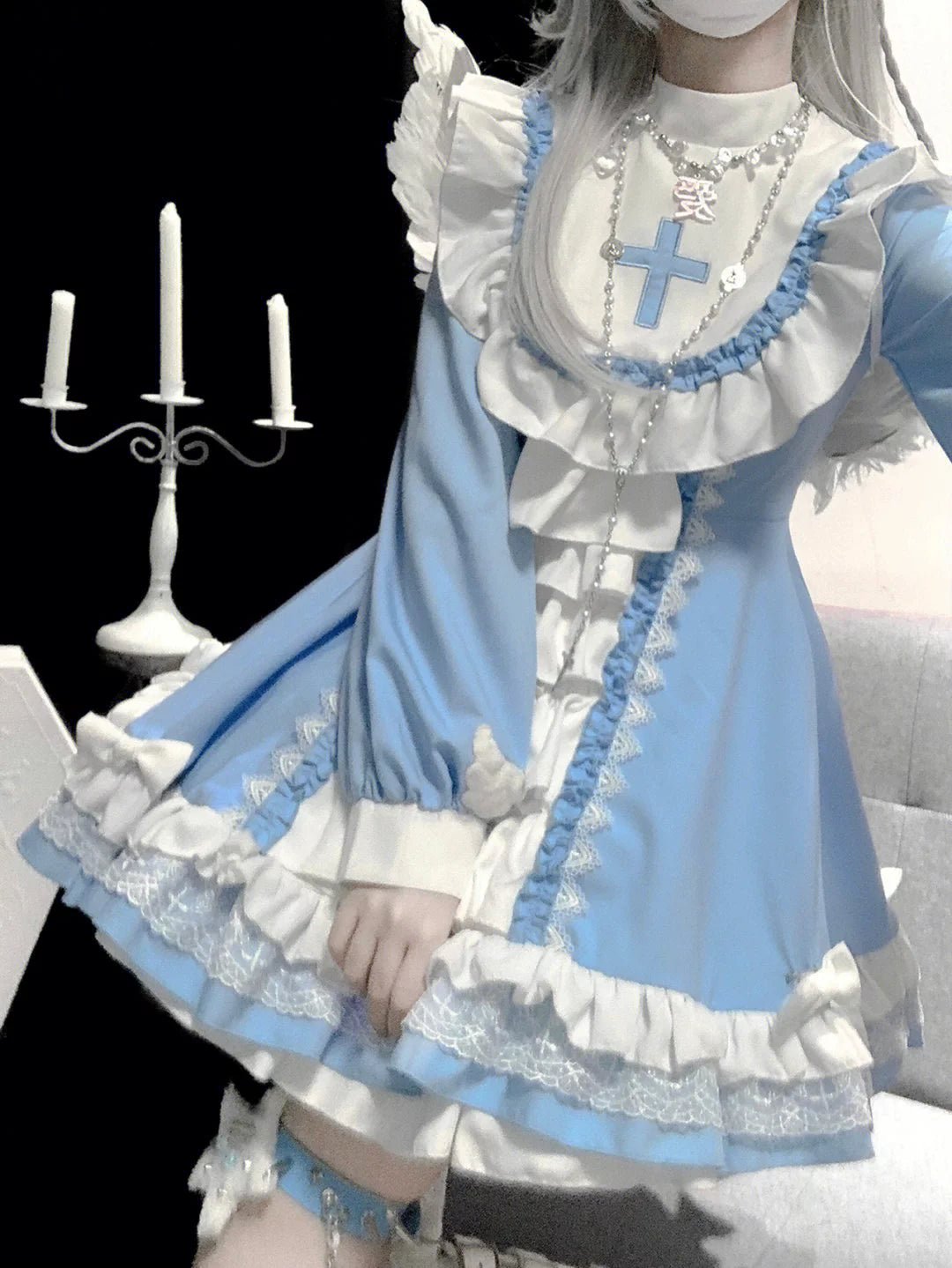 天使界隈 ゴシック修道女風ワンピース 水色界隈 - grimoire