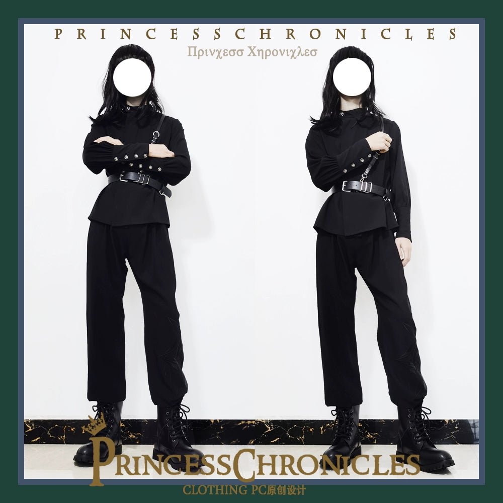 黒皇子の刺繍入りパラシュートパンツ - grimoire