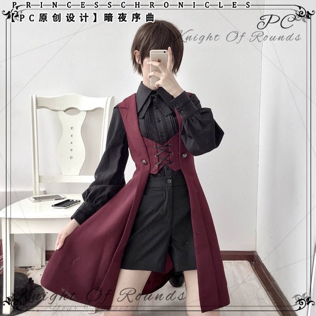 貴族のレースアップロングジレ 男装令嬢 皇子系ベスト メンズ有り - grimoire