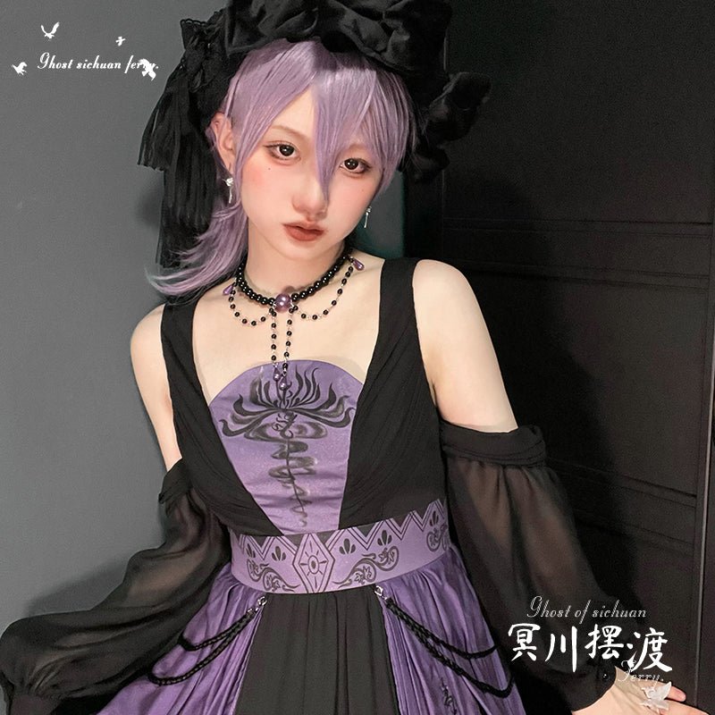 ハンカチーフヘムの魔女カラーワンピース ハロウィンパーティにも - grimoire