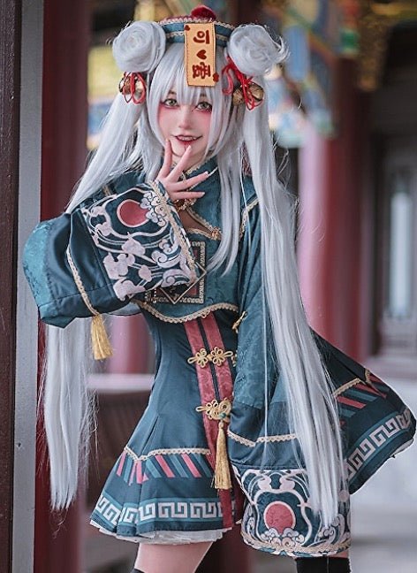 中国のゾンビ キョンシーのドレスとお札の帽子 - grimoire