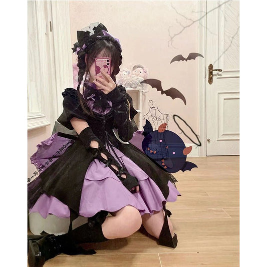 魔法少女 大きなバッグビッグリボンのティアードワンピース - grimoire