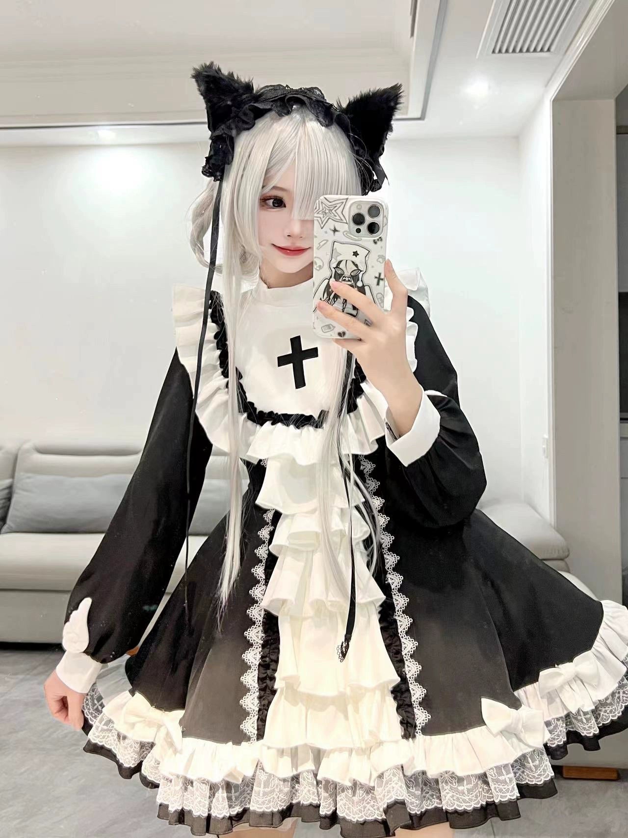 天使界隈 ゴシック修道女風ワンピース 水色界隈 - grimoire