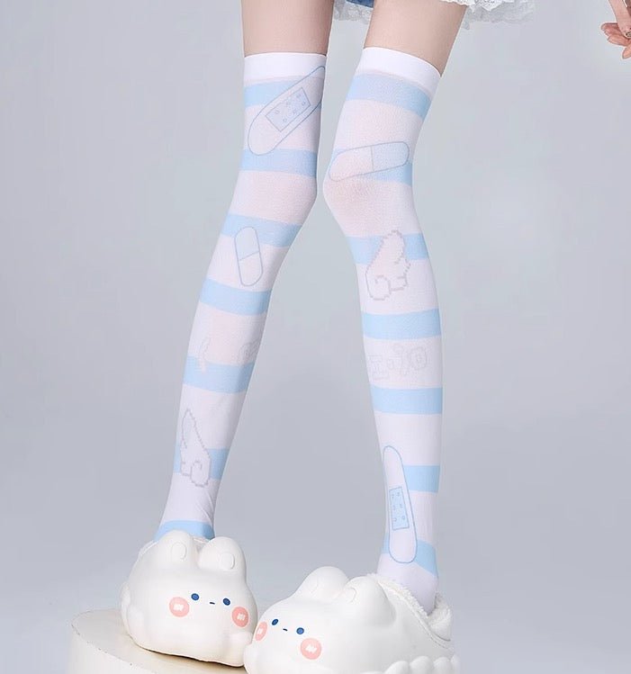 天使界隈 ゴーストキャット総柄ニーハイソックス - grimoire