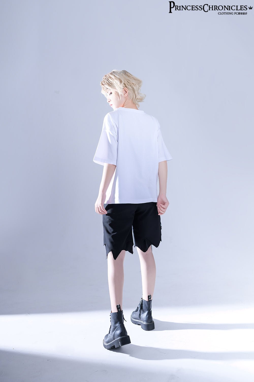 ブラック皇子系ショートパンツ イレギュラーヘム - grimoire