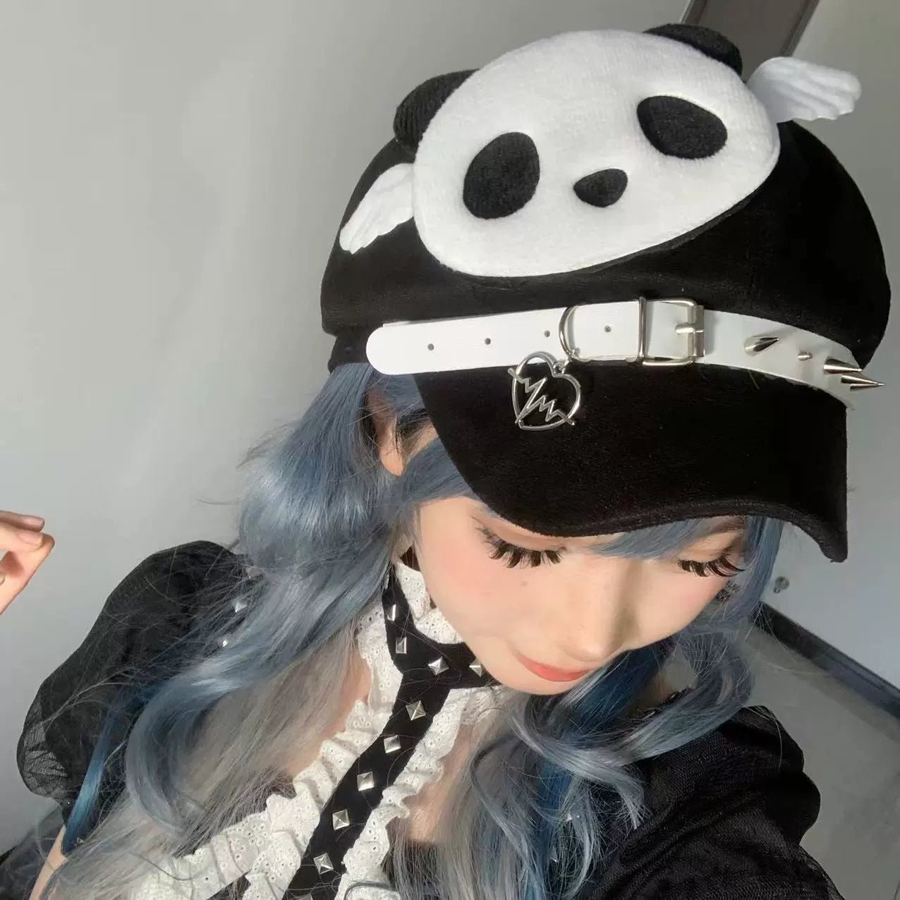天使界隈 水色界隈 羽とパンダの帽子 キャスケットハット - grimoire