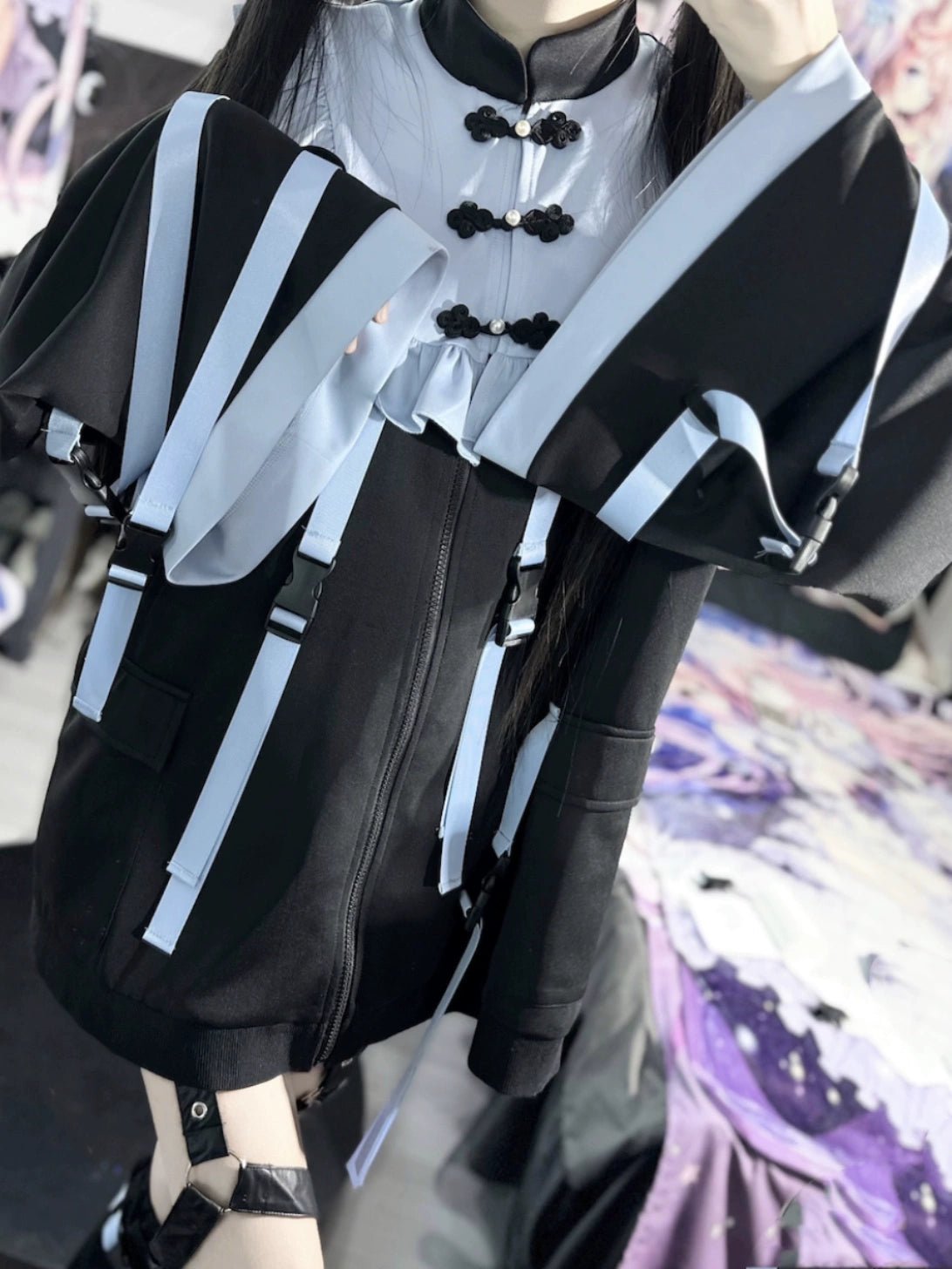 サブカルチャイナ チャイナ天使界隈 水色界隈と蛍光グリーンジャケット セットアップ - grimoire