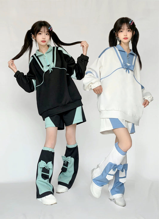 リボン付きジャージハーフジップパーカー 天使界隈 サブカル天使  - grimoire