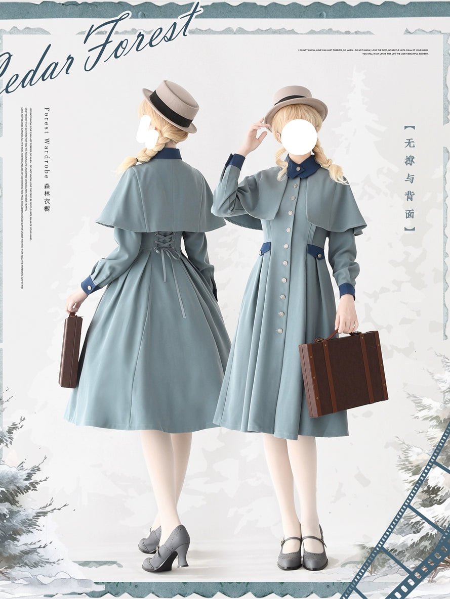 レトロクラシック ケープ付きワンピースドレス – 個性的なファッション レトロクラシック ケープ付きワンピースドレス – 個性的なファッション