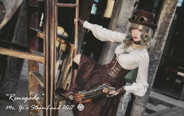 steampunk 編み上げVネックブラウス スチームパンクファッション - grimoire