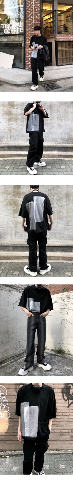 ハンドペインティングTシャツ ストリートモード系ファッション - grimoire