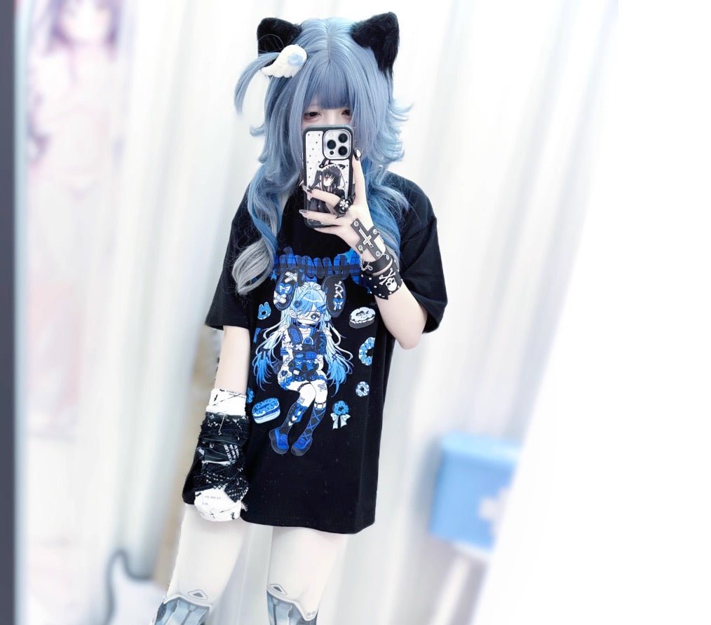 うさみみ地雷女子のプリント半袖Tシャツ - grimoire