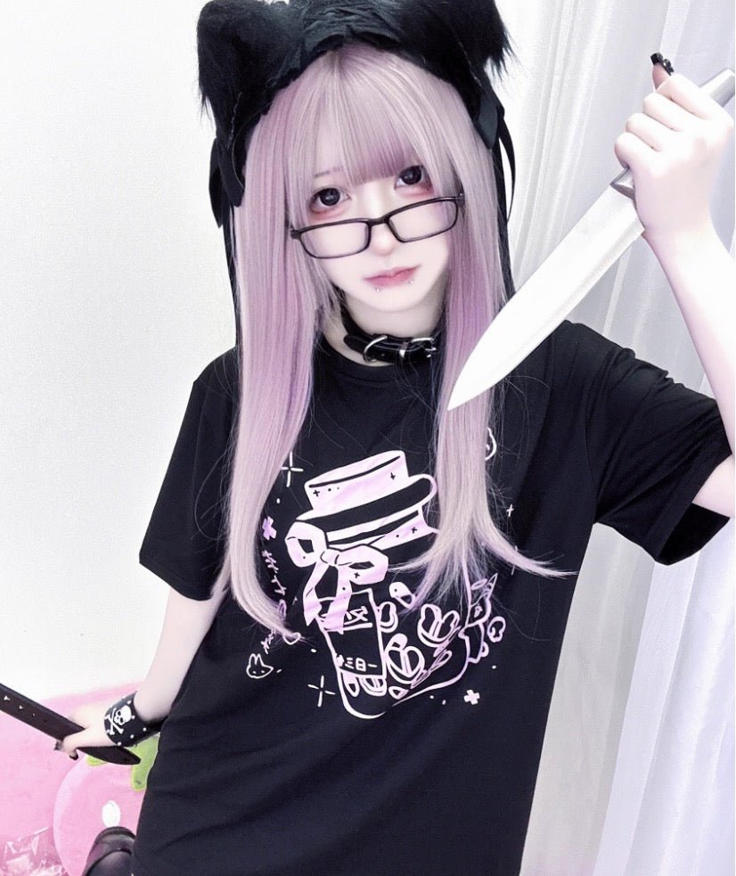 天使界隈 お薬瓶プリントの半袖Tシャツ - grimoire
