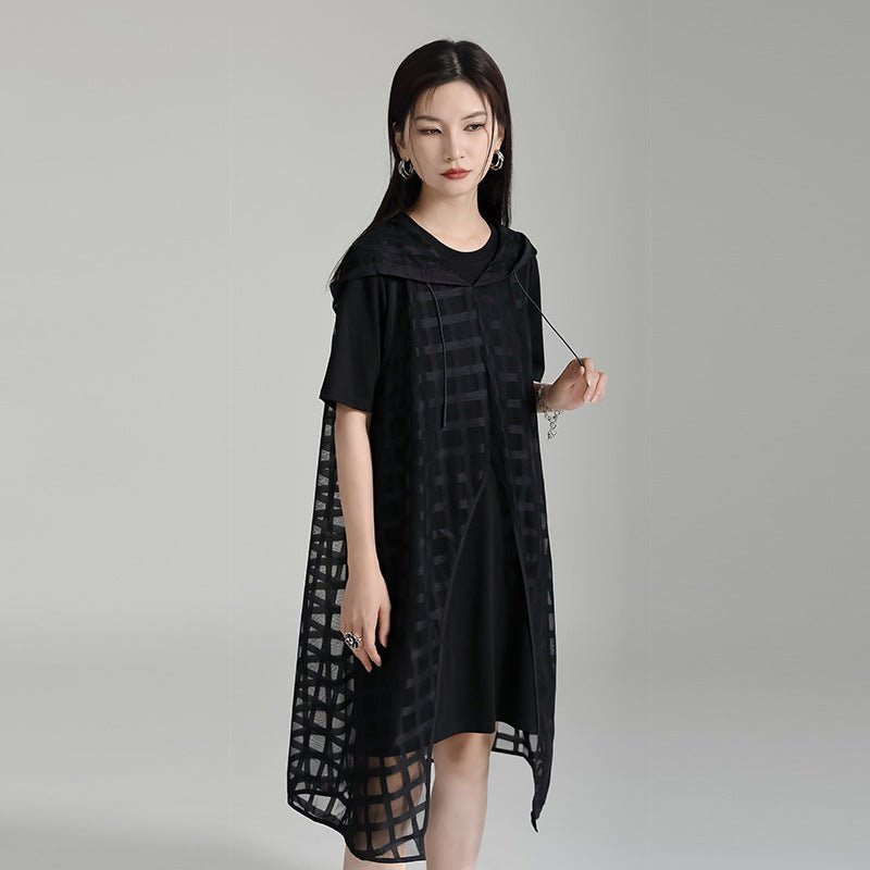 Tシャツワンピース&シーアチェックパーカー モード系ファッション - grimoire