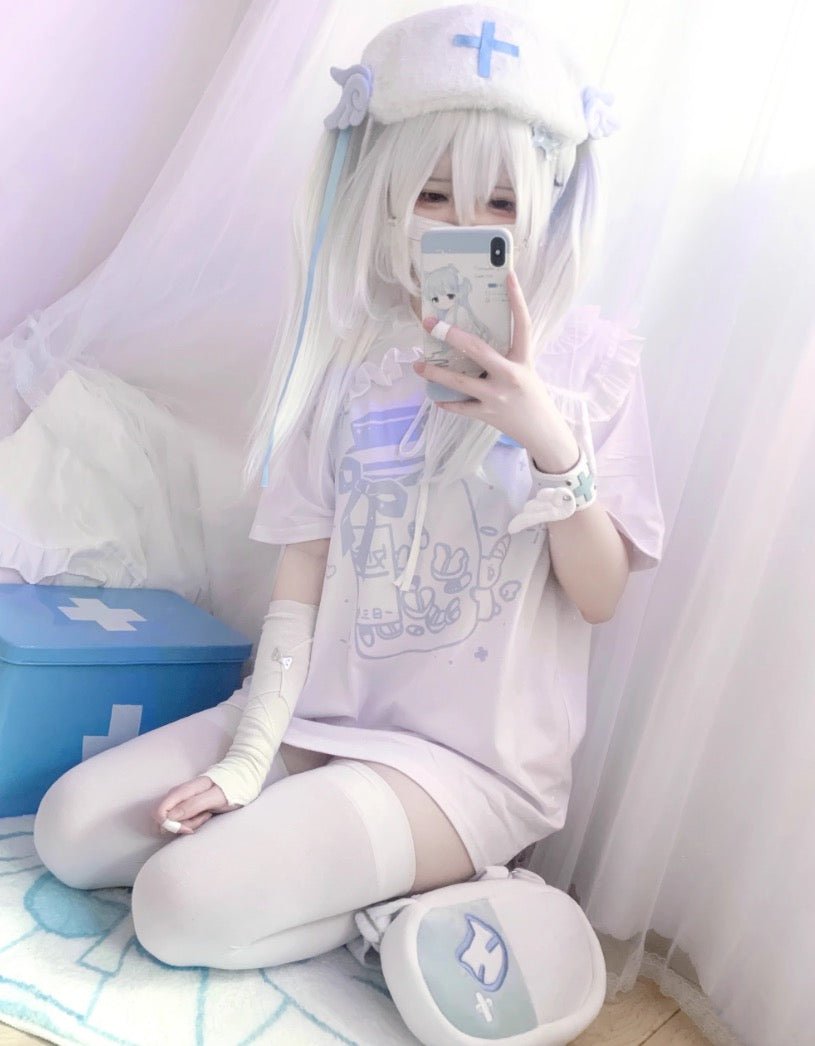 天使界隈 お薬瓶プリントの半袖Tシャツ - grimoire