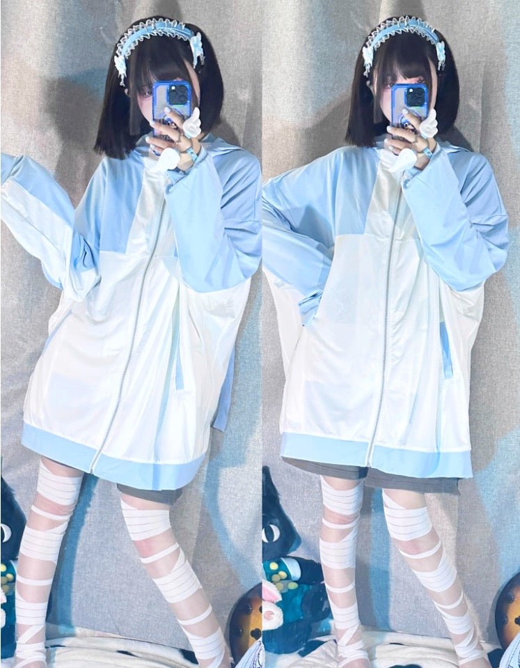 天使界隈 水色界隈 UV水色ジャージパーカー 桃色界隈 銀河と君 - grimoire