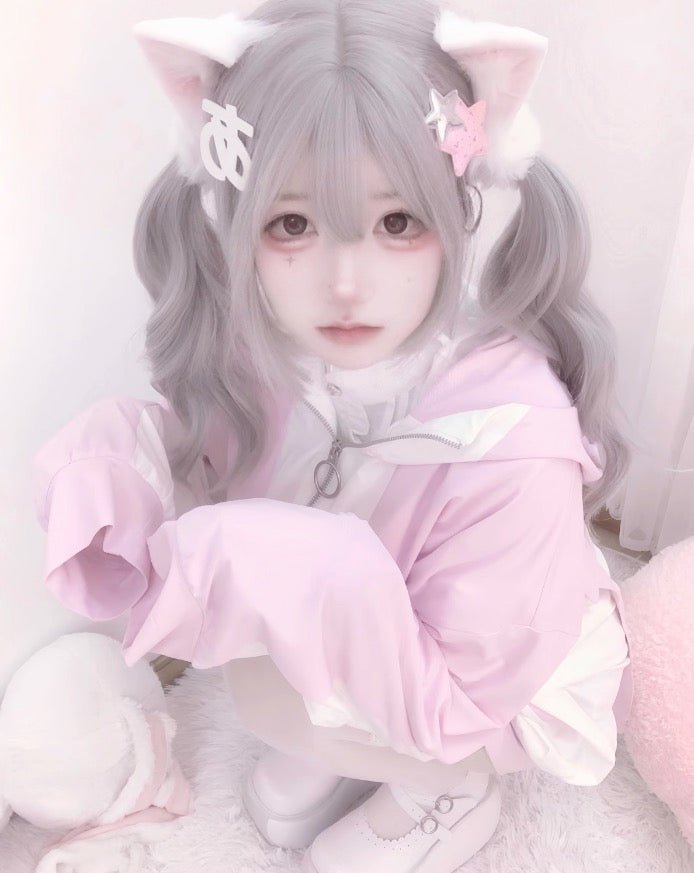 天使界隈 水色界隈 UV水色ジャージパーカー 桃色界隈 銀河と君 - grimoire