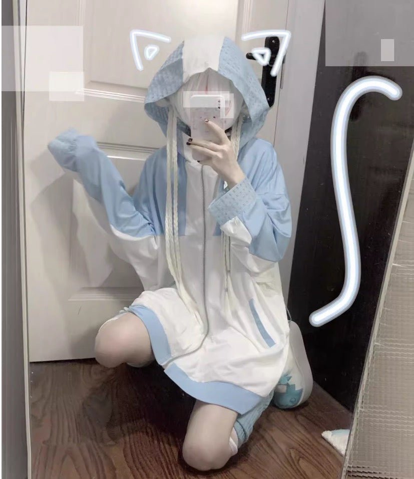 天使界隈 水色界隈 UV水色ジャージパーカー 桃色界隈 銀河と君 - grimoire