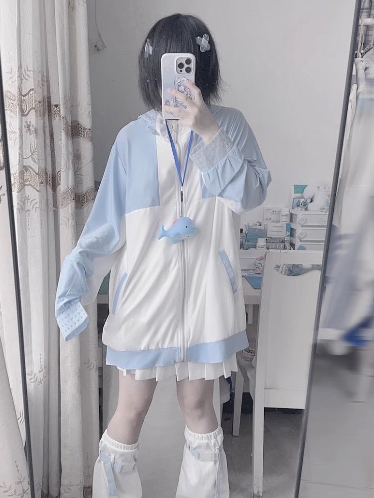 天使界隈 水色界隈 UV水色ジャージパーカー 桃色界隈 銀河と君 - grimoire