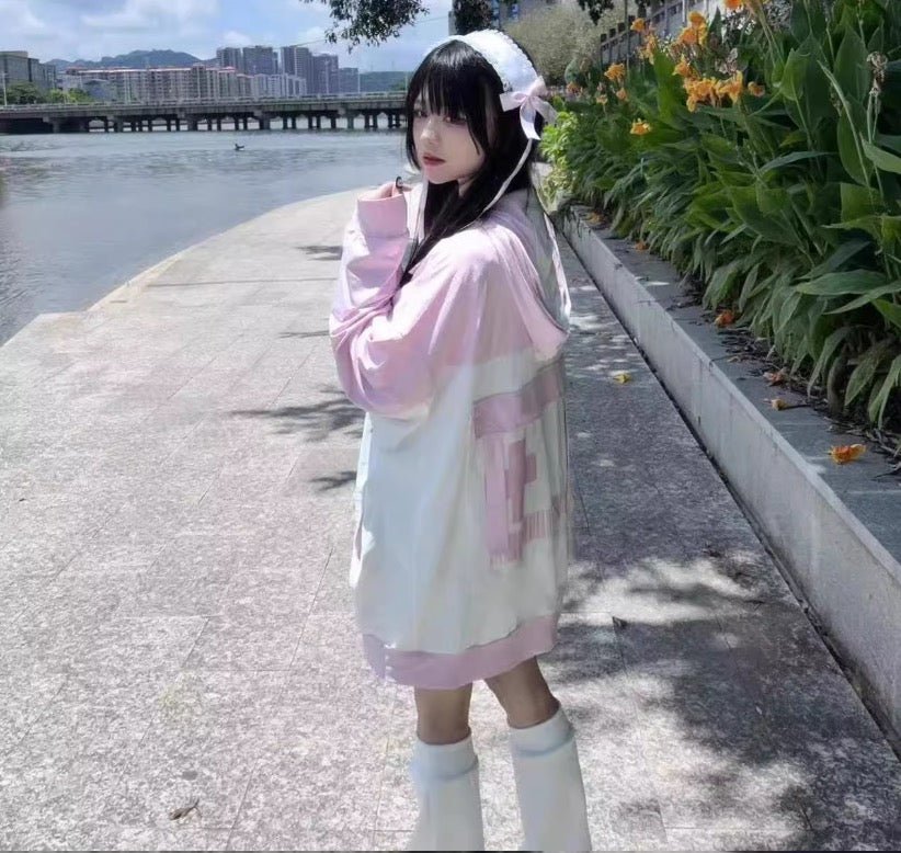 天使界隈 水色界隈 UV水色ジャージパーカー 桃色界隈 銀河と君 - grimoire