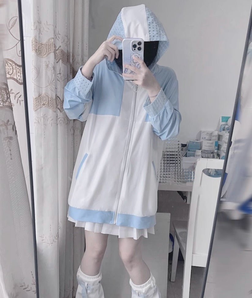 天使界隈 水色界隈 UV水色ジャージパーカー 桃色界隈 銀河と君 - grimoire