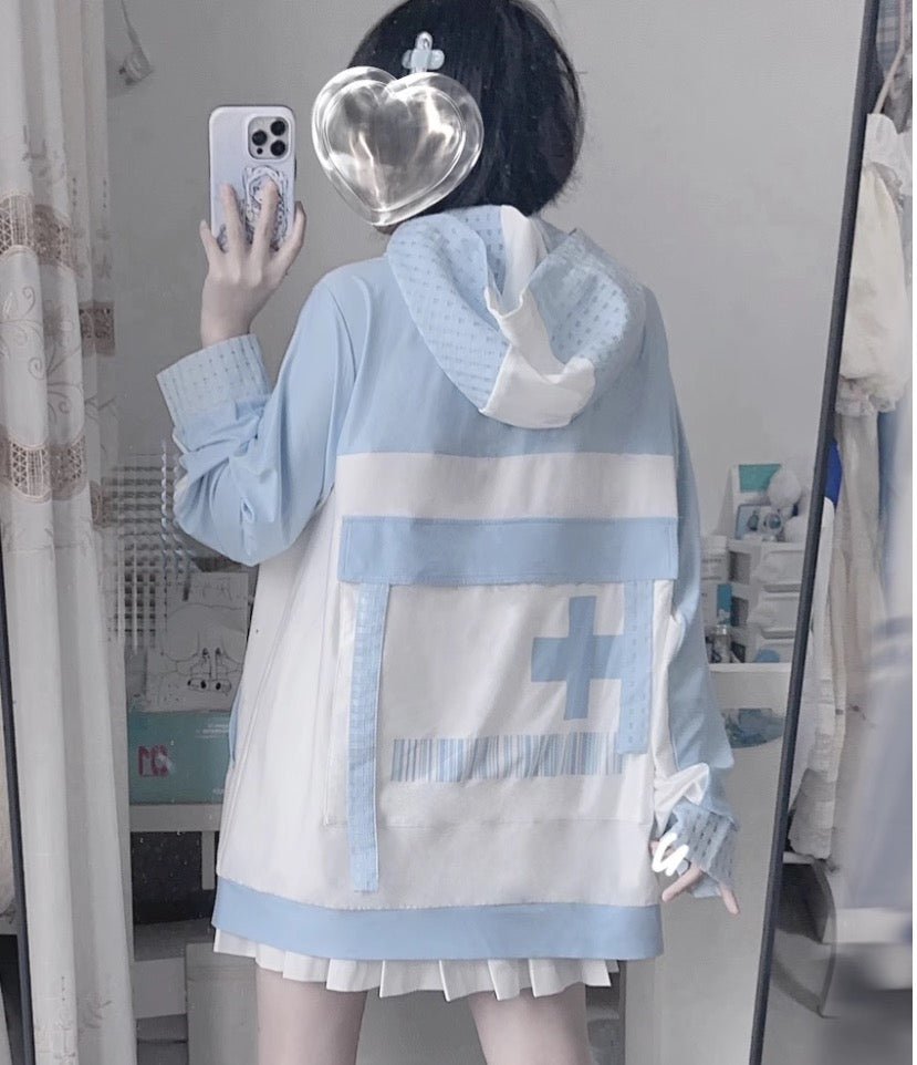 天使界隈 水色界隈 UV水色ジャージパーカー 桃色界隈 銀河と君 - grimoire