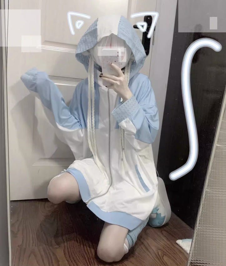 天使界隈 水色界隈 UV水色ジャージパーカー 桃色界隈 銀河と君 - grimoire