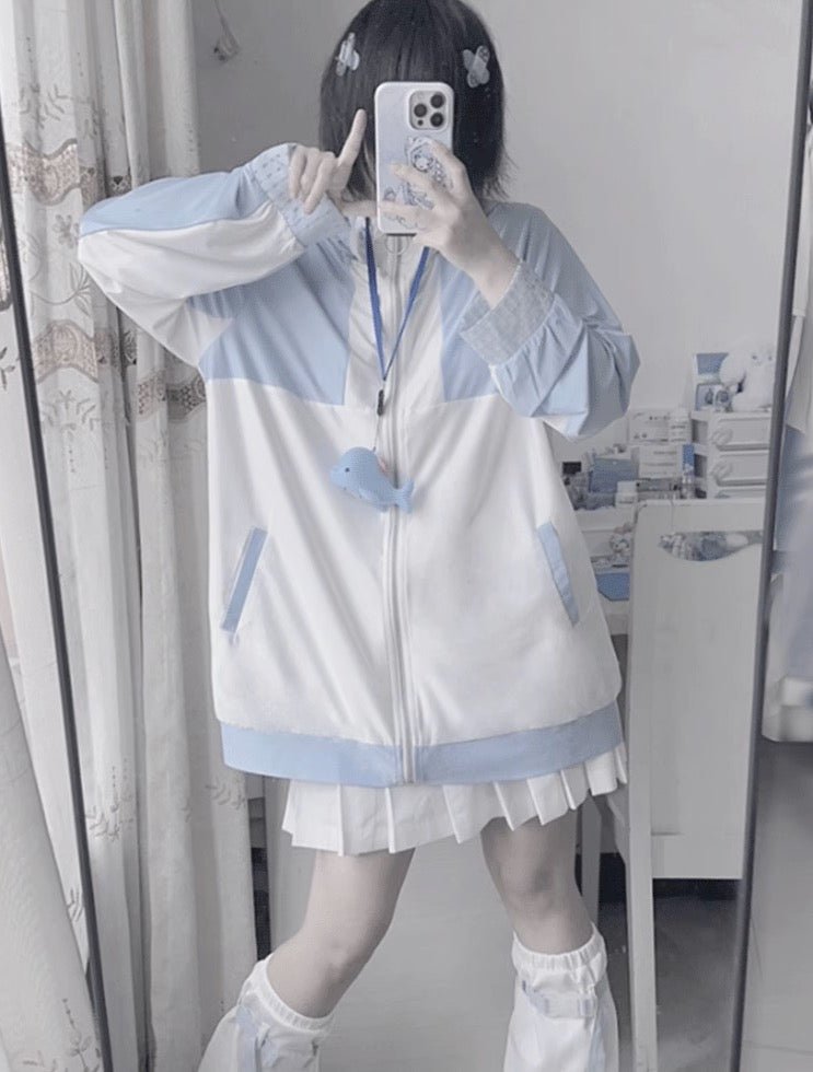 天使界隈 水色界隈 UV水色ジャージパーカー 桃色界隈 銀河と君 - grimoire