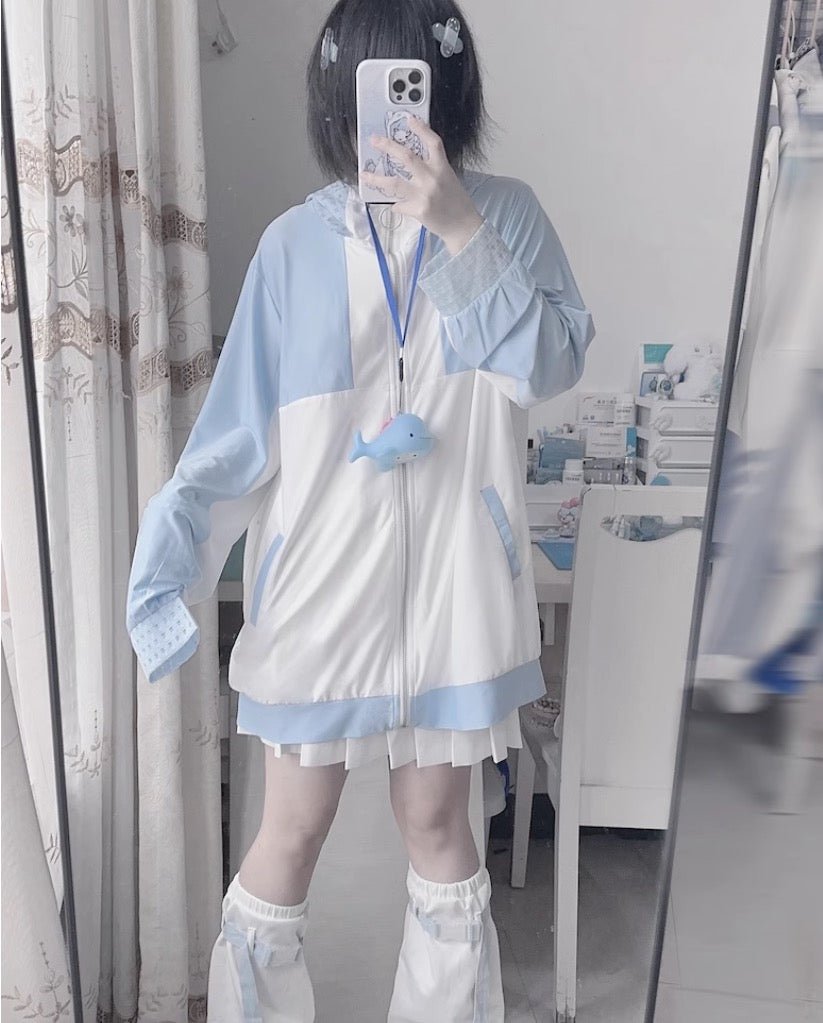 天使界隈 水色界隈 UV水色ジャージパーカー 桃色界隈 銀河と君 - grimoire