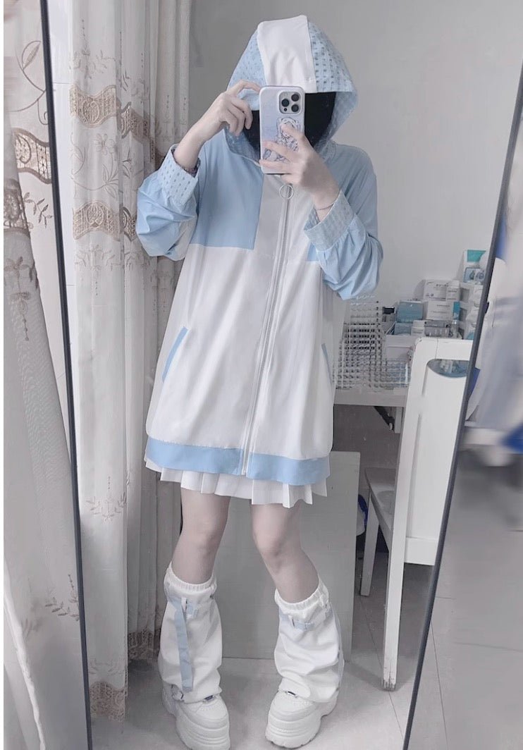 天使界隈 水色界隈 UV水色ジャージパーカー 桃色界隈 銀河と君 - grimoire