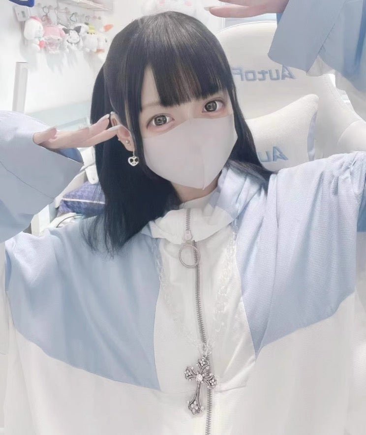 天使界隈 水色界隈 UV水色ジャージパーカー 桃色界隈 銀河と君 - grimoire