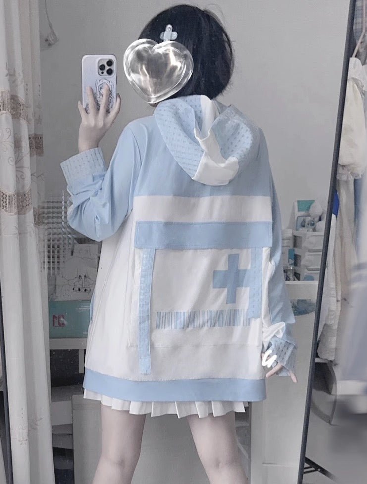 天使界隈 水色界隈 UV水色ジャージパーカー 桃色界隈 銀河と君 - grimoire