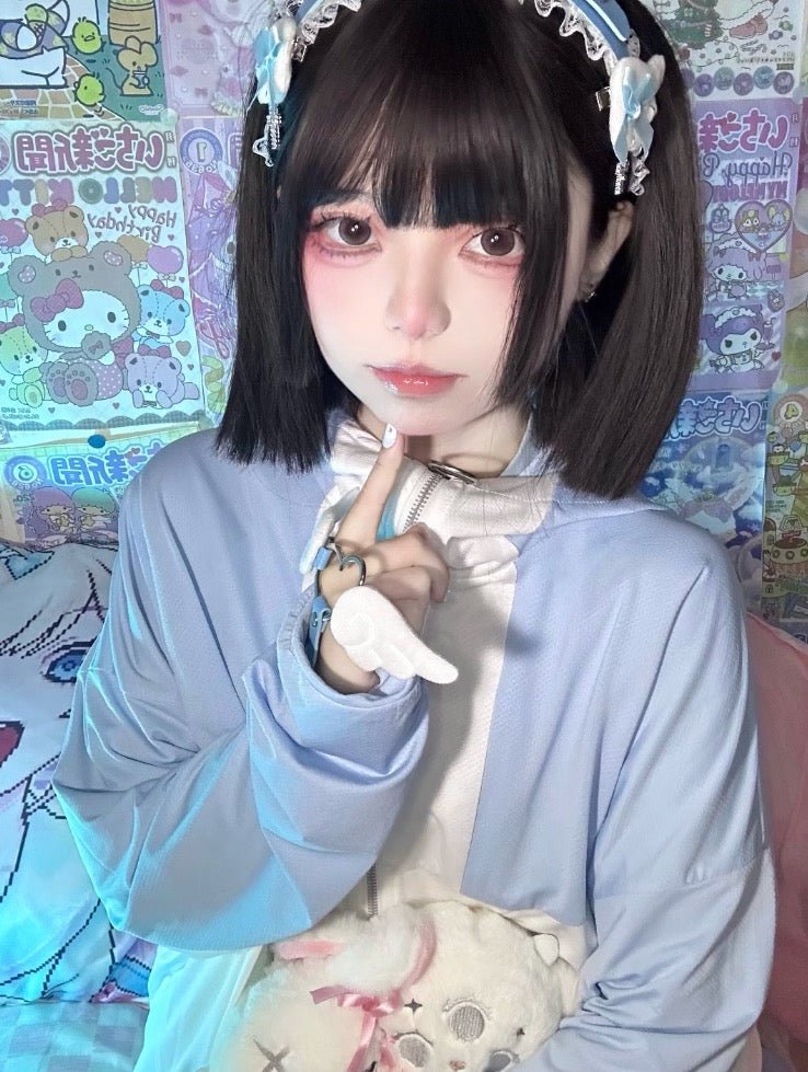 天使界隈 水色界隈 UV水色ジャージパーカー 桃色界隈 銀河と君 - grimoire