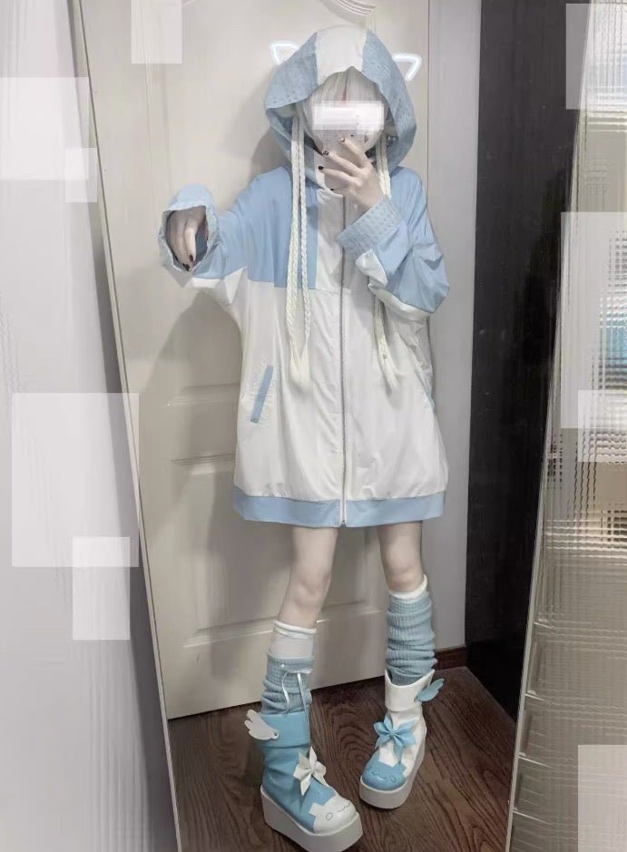 天使界隈 水色界隈 UV水色ジャージパーカー 桃色界隈 銀河と君 - grimoire