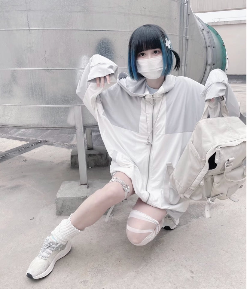 天使界隈 水色界隈 UV水色ジャージパーカー 桃色界隈 銀河と君 - grimoire