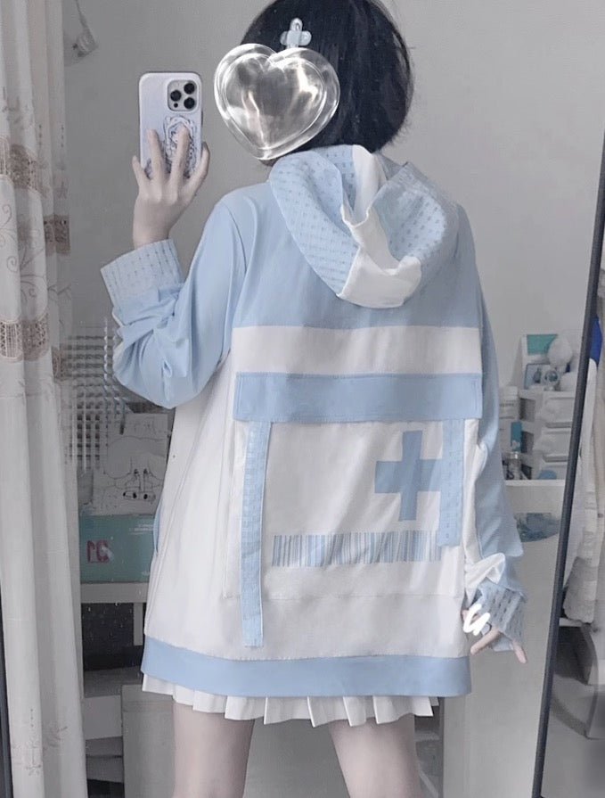 天使界隈 水色界隈 UV水色ジャージパーカー 桃色界隈 銀河と君 - grimoire