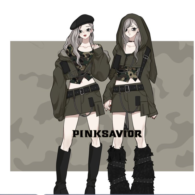 Y2K うさみみパーカー 迷彩アーミー ショート丈セット - grimoire