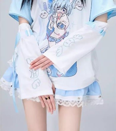 Y2K天使界隈レッグウォーマー サブカルファッション 水色界隈 - grimoire