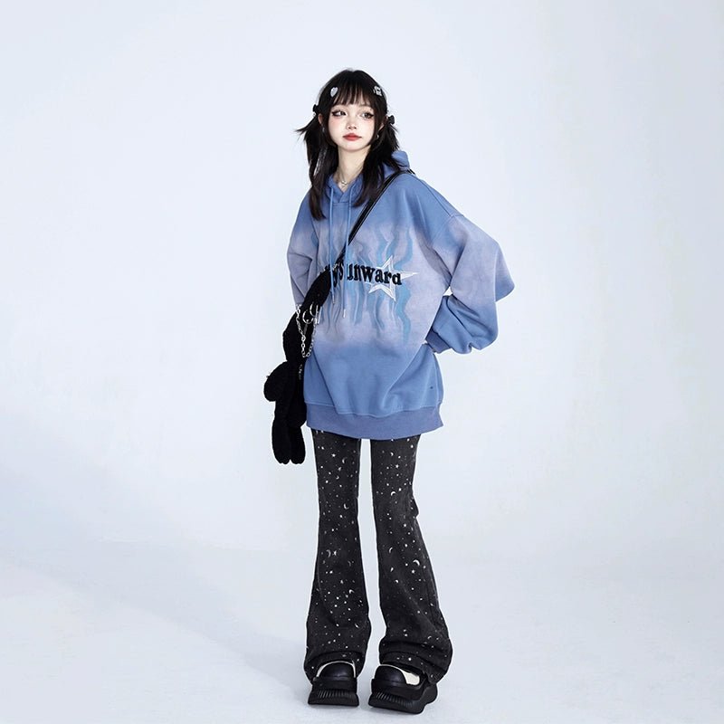 Y2K レトロオーバーサイズ グランジ刺繍プルパーカー - grimoire