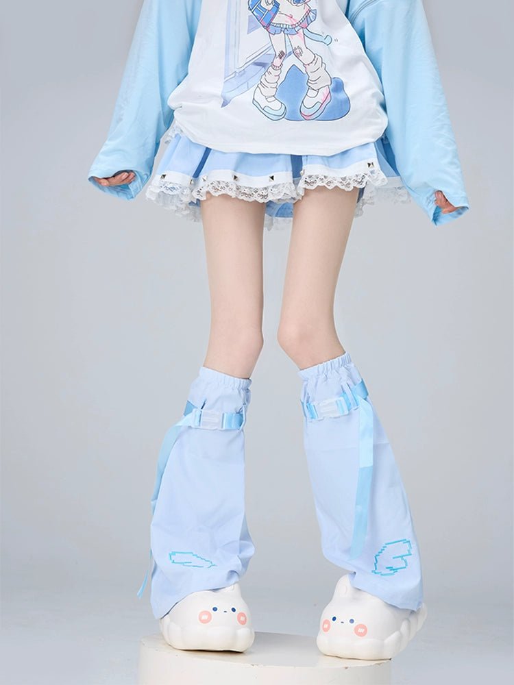 Y2K天使界隈レッグウォーマー サブカルファッション 水色界隈 - grimoire