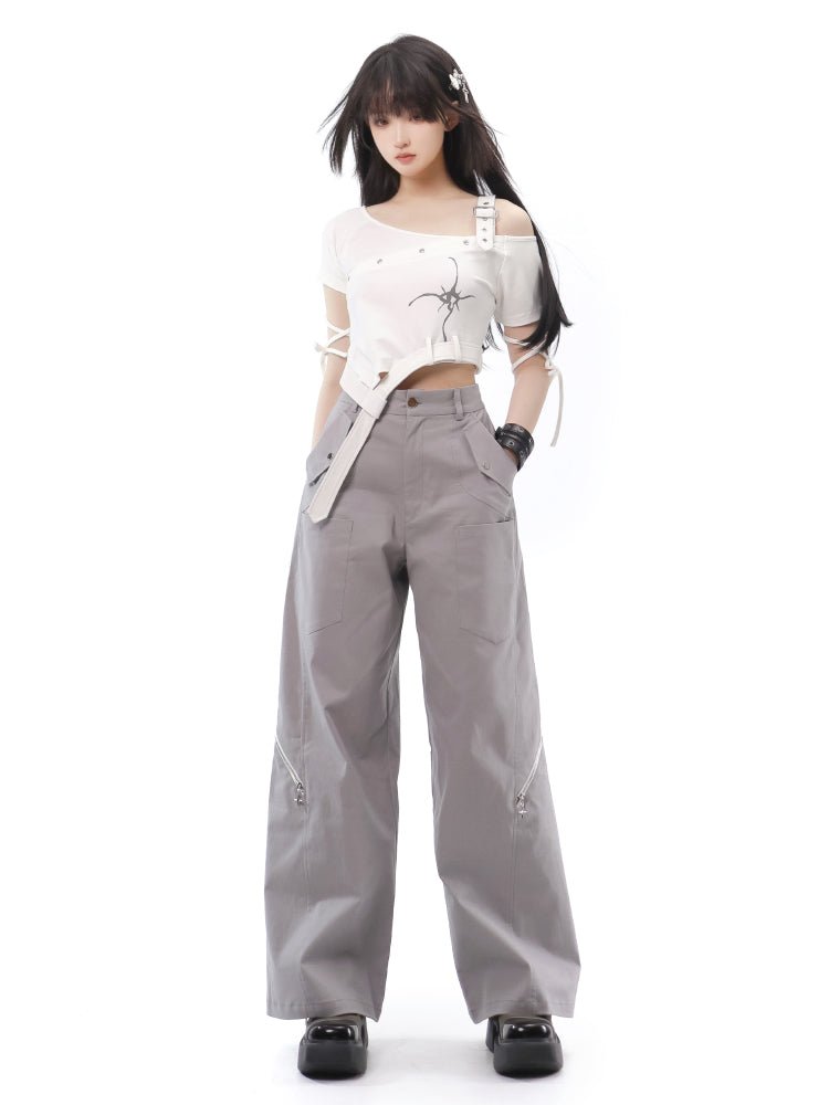 Y2K サイバーパンク風 ベルト使いトップスと、カーゴパンツ - grimoire