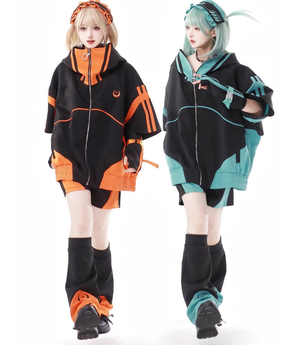 Y3K 堕天使界隈 オレンジとエメラルドグリーンの サブカルジャージセットアップ - grimoire