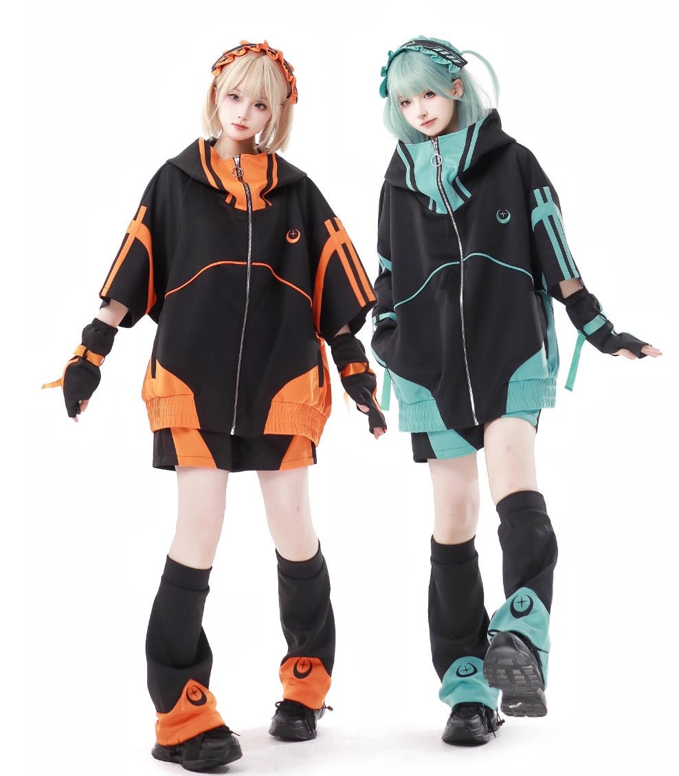 Y3K 堕天使界隈 オレンジとエメラルドグリーンの サブカルジャージセットアップ - grimoire