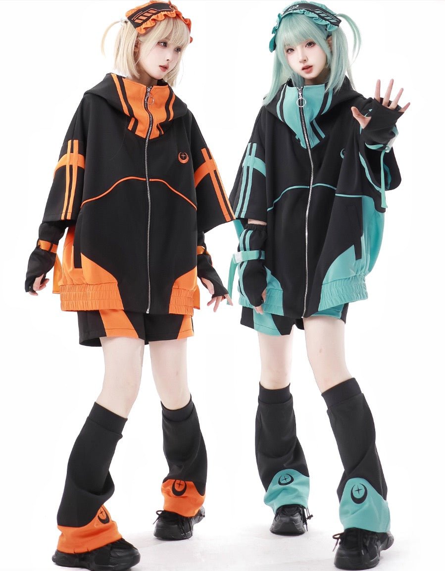 Y3K 堕天使界隈 オレンジとエメラルドグリーンの サブカルジャージセットアップ - grimoire