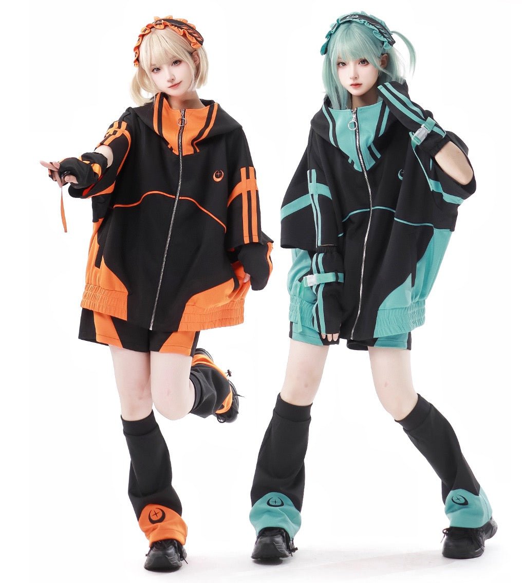Y3K 堕天使界隈 オレンジとエメラルドグリーンの サブカルジャージセットアップ - grimoire