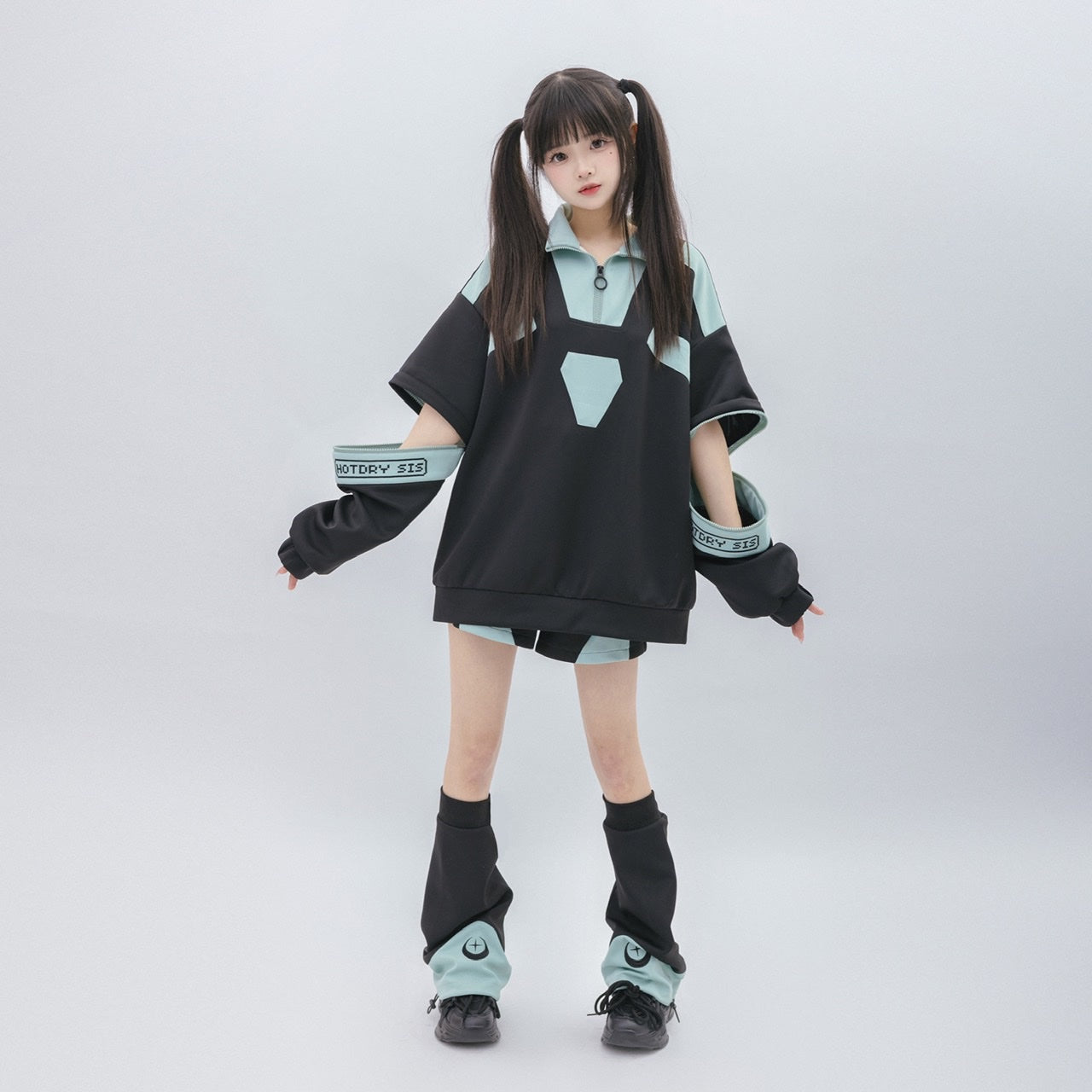 天使界隈 サブカル天使 アクアパーカー ハイネックハーフZIP 袖着脱2way - grimoire