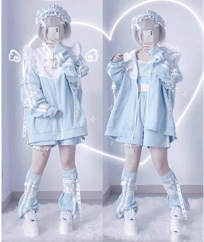 Angel Neighborhood Light Blue Neighborhood Subculture Angel's Rabbit Ears Light Blue Hoodie Mass Production Type